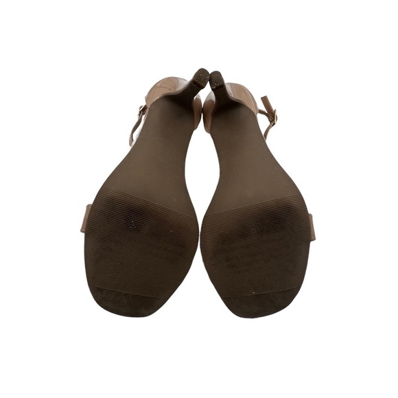 Material Girl Tan Patent Blaire Square Toe Ankle Strap Heels Size 8 Women's - Picture 8 of 9